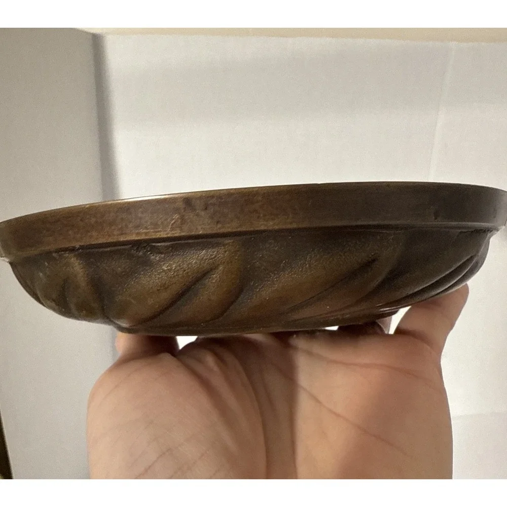 Vintage Brass Bowl-Made In India-Leaf‎ DesignTextured-6.5